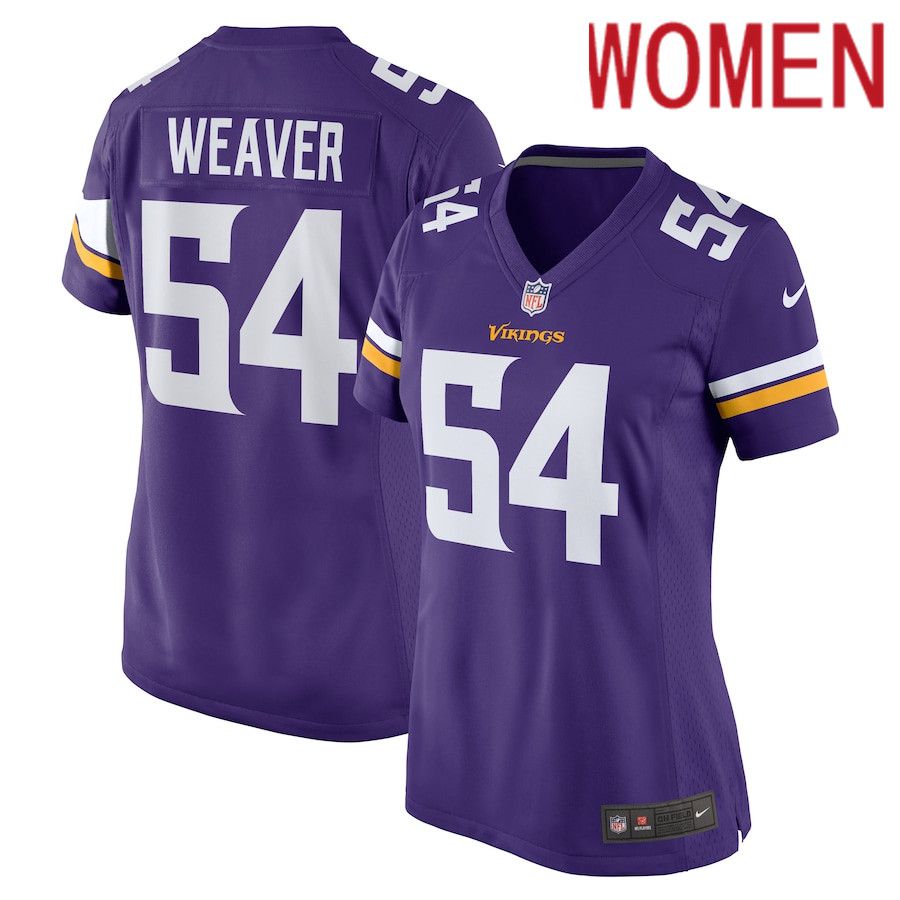 Women Minnesota Vikings 54 Curtis Weaver Nike Purple Home Game NFL Jersey